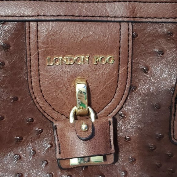 London Fog Lark Tan Ostrich-Embossed Dome Satchel - Picture 2 of 9